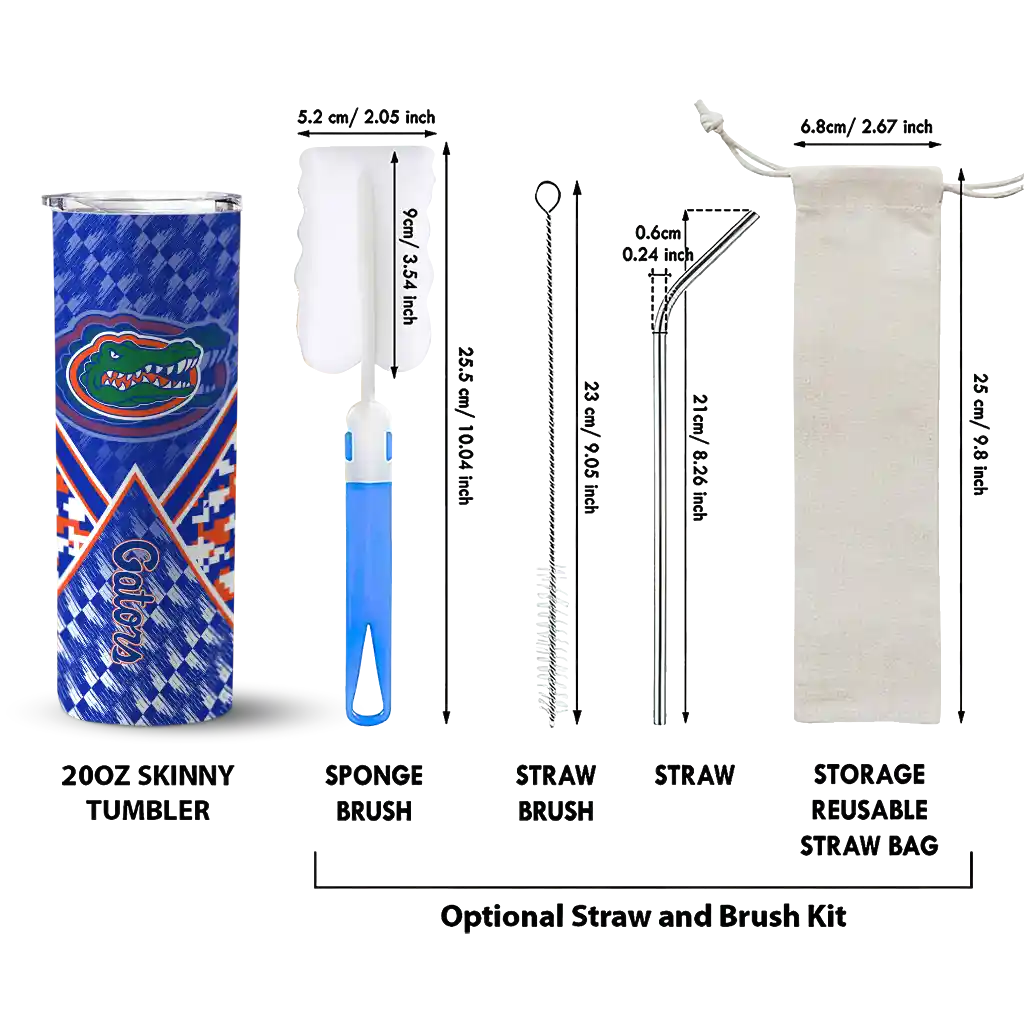 personalized-florida-gators-monogram-burst-blue-white-skinny-tumbler-new-arrival.webp
