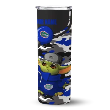 Personalized Florida Gators Yoda Camo Blue Black Skinny Tumbler