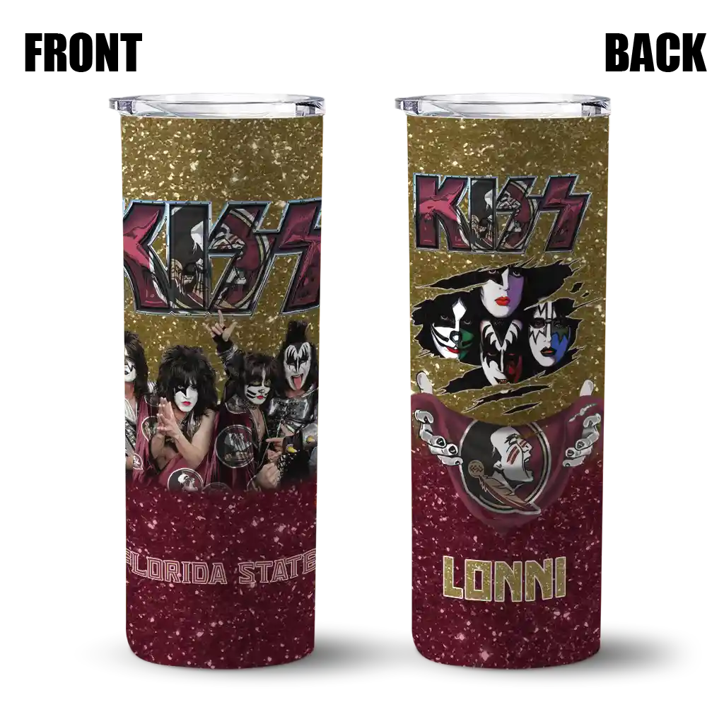 personalized-florida-state-seminoles-kiss-band-gold-skinny-tumbler-fashion-forward.webp
