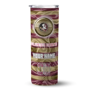 Personalized Florida State Seminoles Patterned Waves Garnet Skinny Tumbler