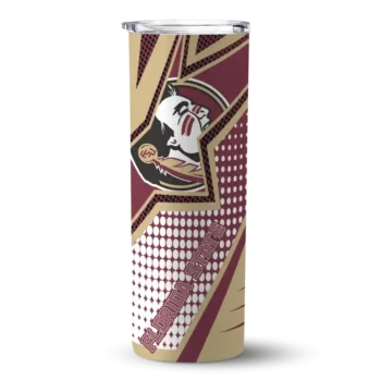 Personalized Florida State Seminoles Web Stripes Garnet White Skinny Tumbler