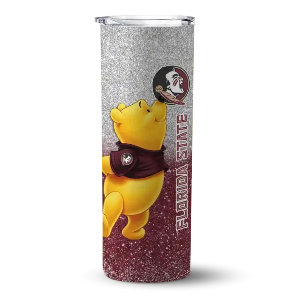 personalized florida state seminoles winnie the pooh garnet gray skinny tumbler best selling