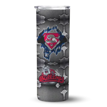 Personalized Fresno State Bulldogs Chevron V Red Gray Skinny Tumbler