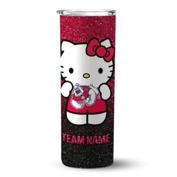 Personalized Fresno State Bulldogs Hello Kitty Red Black Skinny Tumbler