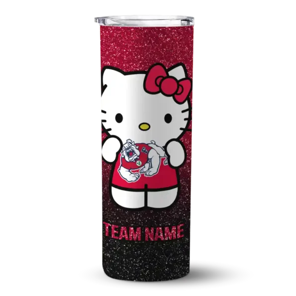personalized fresno state bulldogs hello kitty red black skinny tumbler best selling