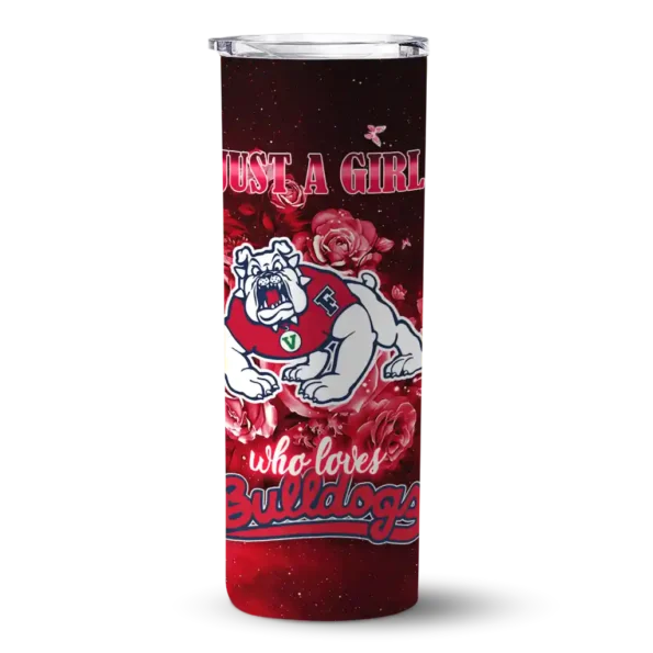 personalized fresno state bulldogs rose romance red black skinny tumbler best selling