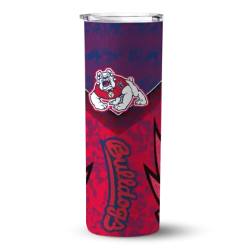 Personalized Fresno State Bulldogs Spiral Burst Print Red Skinny Tumbler