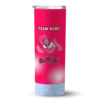 Personalized Fresno State Bulldogs Starburst Tiles Red Skinny Tumbler