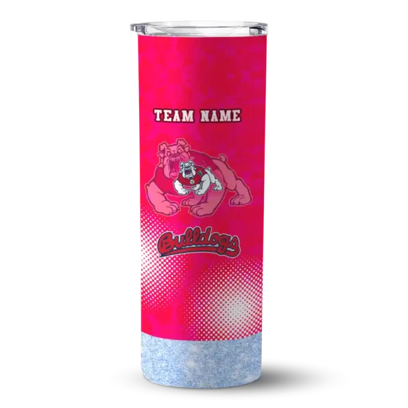 personalized fresno state bulldogs starburst tiles red skinny tumbler best selling