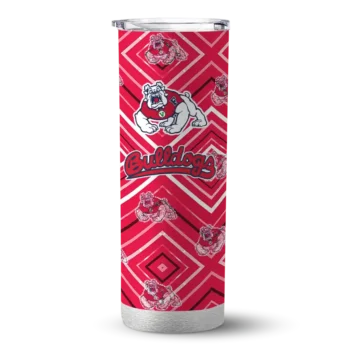 Personalized Fresno State Bulldogs Zipper Leopard Red Skinny Tumbler