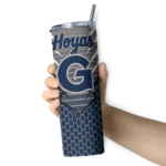 personalized-georgetown-hoyas-chevron-stripes-blue-skinny-tumbler-best-selling-1.webp