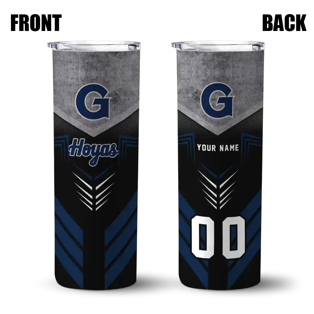 personalized-georgetown-hoyas-hexagon-honeycomb-blue-black-skinny-tumbler-fashion-forward.webp