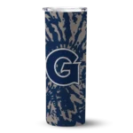 personalized-georgetown-hoyas-metallic-grid-blue-skinny-tumbler-best-selling.webp