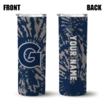 personalized-georgetown-hoyas-metallic-grid-blue-skinny-tumbler-best-selling.webp