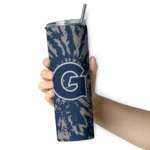 personalized-georgetown-hoyas-metallic-grid-blue-skinny-tumbler-best-selling.webp