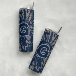 personalized-georgetown-hoyas-metallic-grid-blue-skinny-tumbler-best-selling.webp