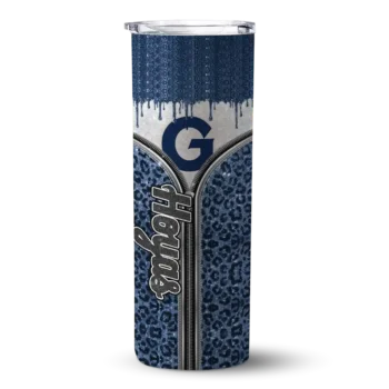 Personalized Georgetown Hoyas Sparkle Drip Blue Skinny Tumbler
