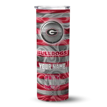 Personalized Georgia Bulldogs Patterned Waves Red Skinny Tumbler