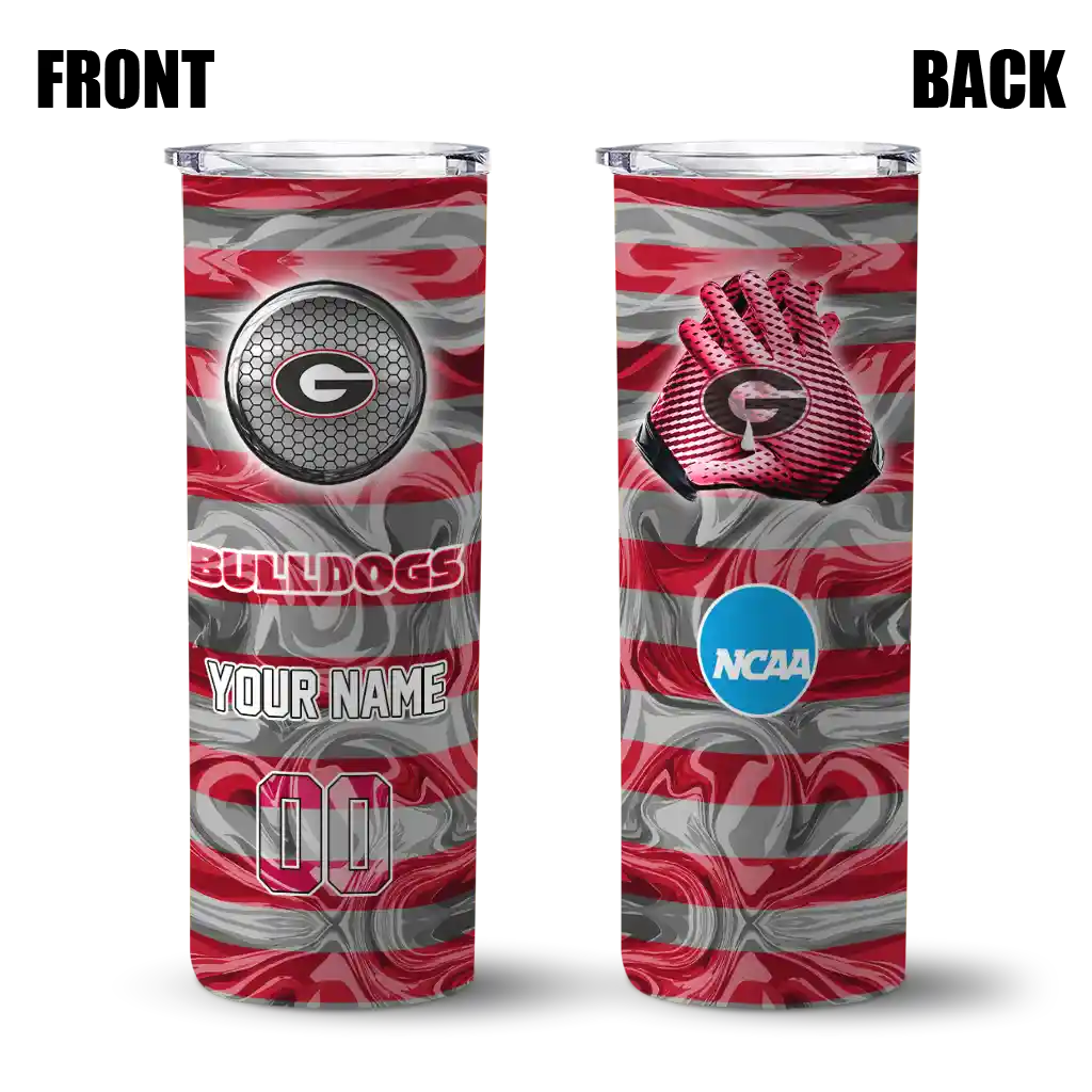 personalized-georgia-bulldogs-patterned-waves-red-skinny-tumbler-fashion-forward.webp