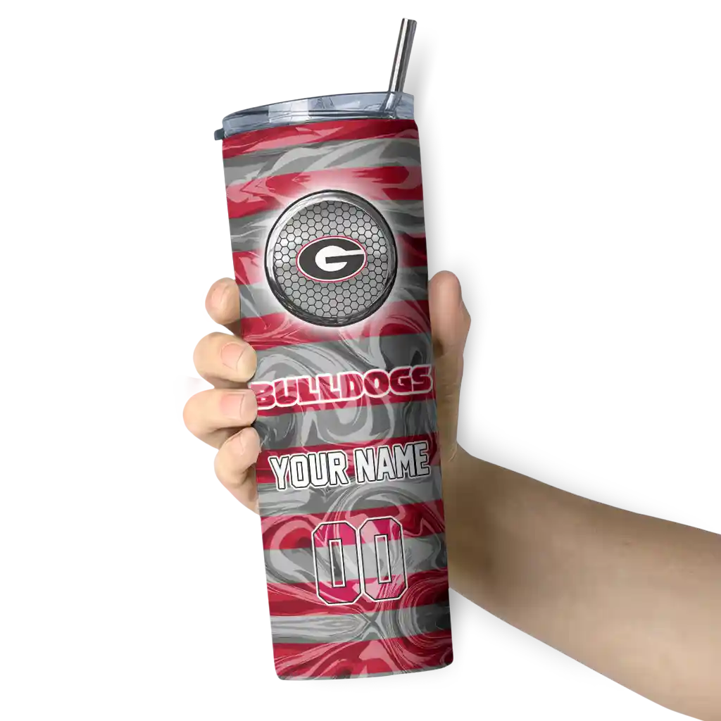 personalized-georgia-bulldogs-patterned-waves-red-skinny-tumbler-premium-grade.webp