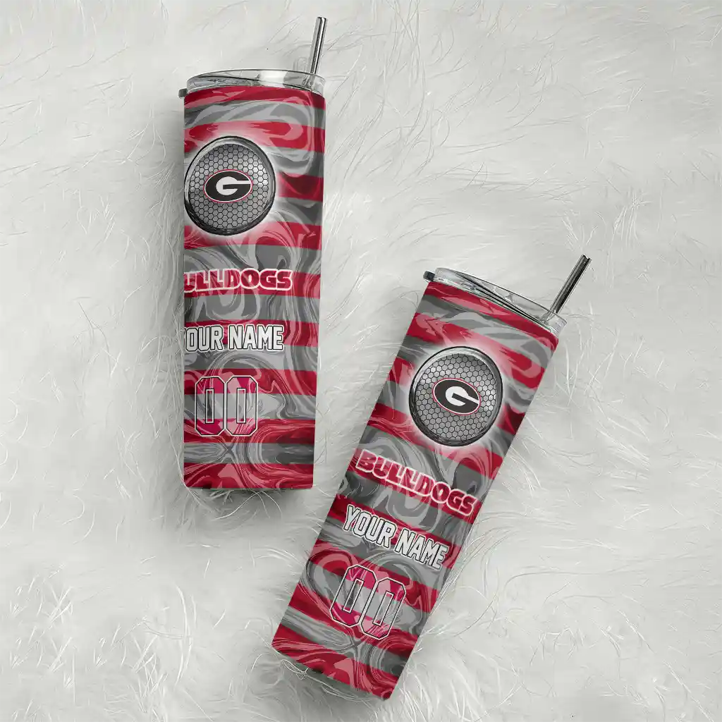 personalized-georgia-bulldogs-patterned-waves-red-skinny-tumbler-top-rated.webp