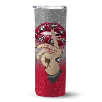 Personalized Georgia Bulldogs Sparkle Lips Red Skinny Tumbler