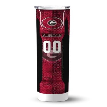 Personalized Georgia Bulldogs Stacked Diamond Red Skinny Tumbler