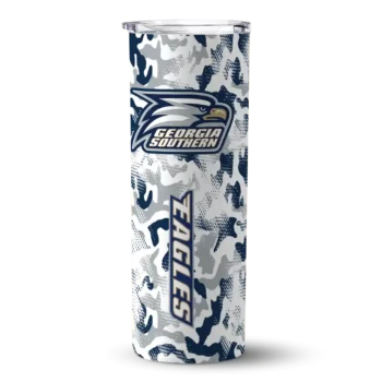 Personalized Georgia Southern Eagles Claw Marks Blue White Skinny Tumbler
