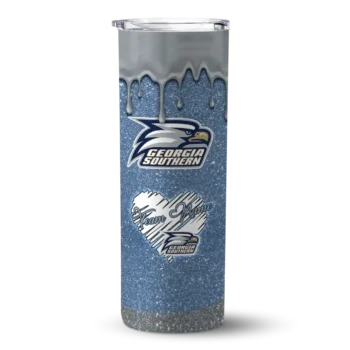 Personalized Georgia Southern Eagles Pixel Fade Blue Skinny Tumbler