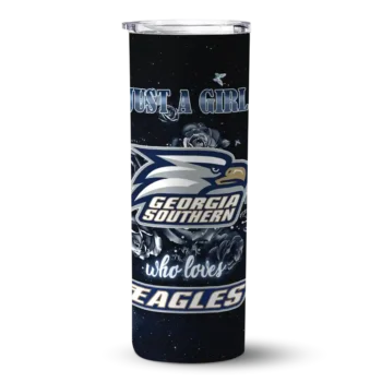 Personalized Georgia Southern Eagles Rose Romance Blue Black Skinny Tumbler
