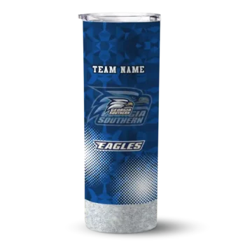 Personalized Georgia Southern Eagles Starburst Tiles Blue Skinny Tumbler