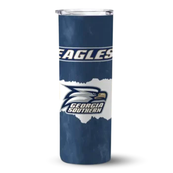 Personalized Georgia Southern Eagles Torn Band Blue White Skinny Tumbler