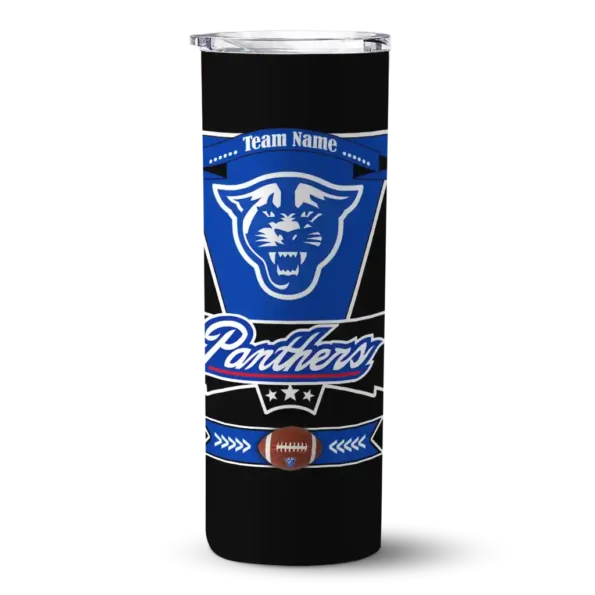 personalized georgia state panthers helmet belt blue black skinny tumbler best selling 2