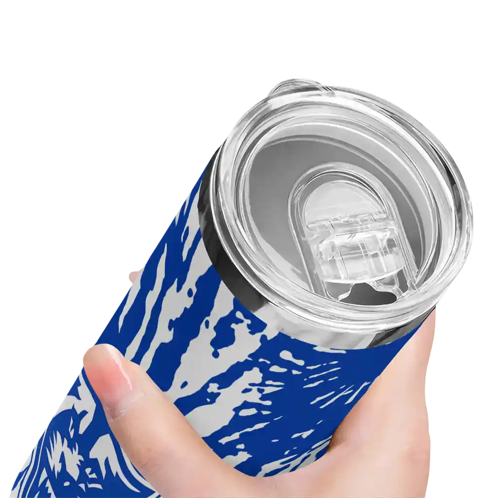 personalized-georgia-state-panthers-metallic-grid-blue-skinny-tumbler-high-quality.webp