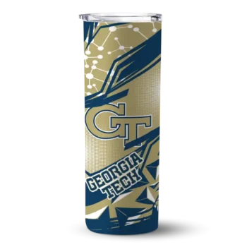 Personalized Georgia Tech Yellow Jackets Helmet Clash Gold Skinny Tumbler