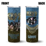 personalized georgia tech yellow jackets kiss band blue skinny tumbler best selling 1 1.webp