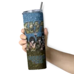 personalized georgia tech yellow jackets kiss band blue skinny tumbler best selling 1 1.webp