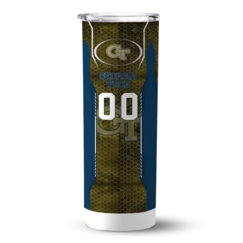 Georgia Tech Yellow Jackets Tumber - Personalized Stacked Diamond Skinny Gold