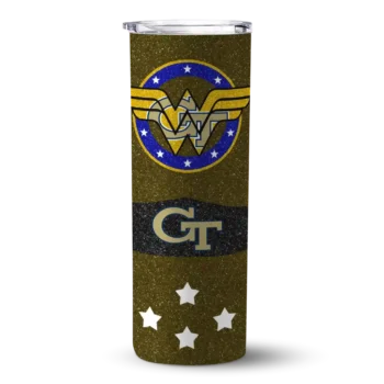Personalized Georgia Tech Yellow Jackets Star Cluster Gold Skinny Tumbler