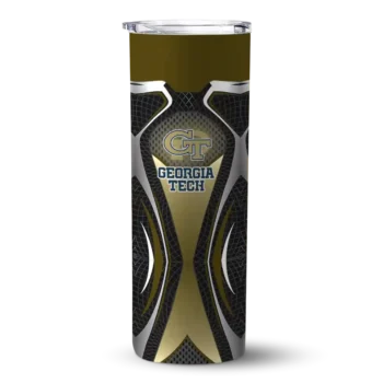 Personalized Georgia Tech Yellow Jackets Superman Emblem Gold Black Skinny Tumbler