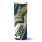 personalized-georgia-tech-yellow-jackets-web-stripes-gold-white-skinny-tumbler-best-selling.webp