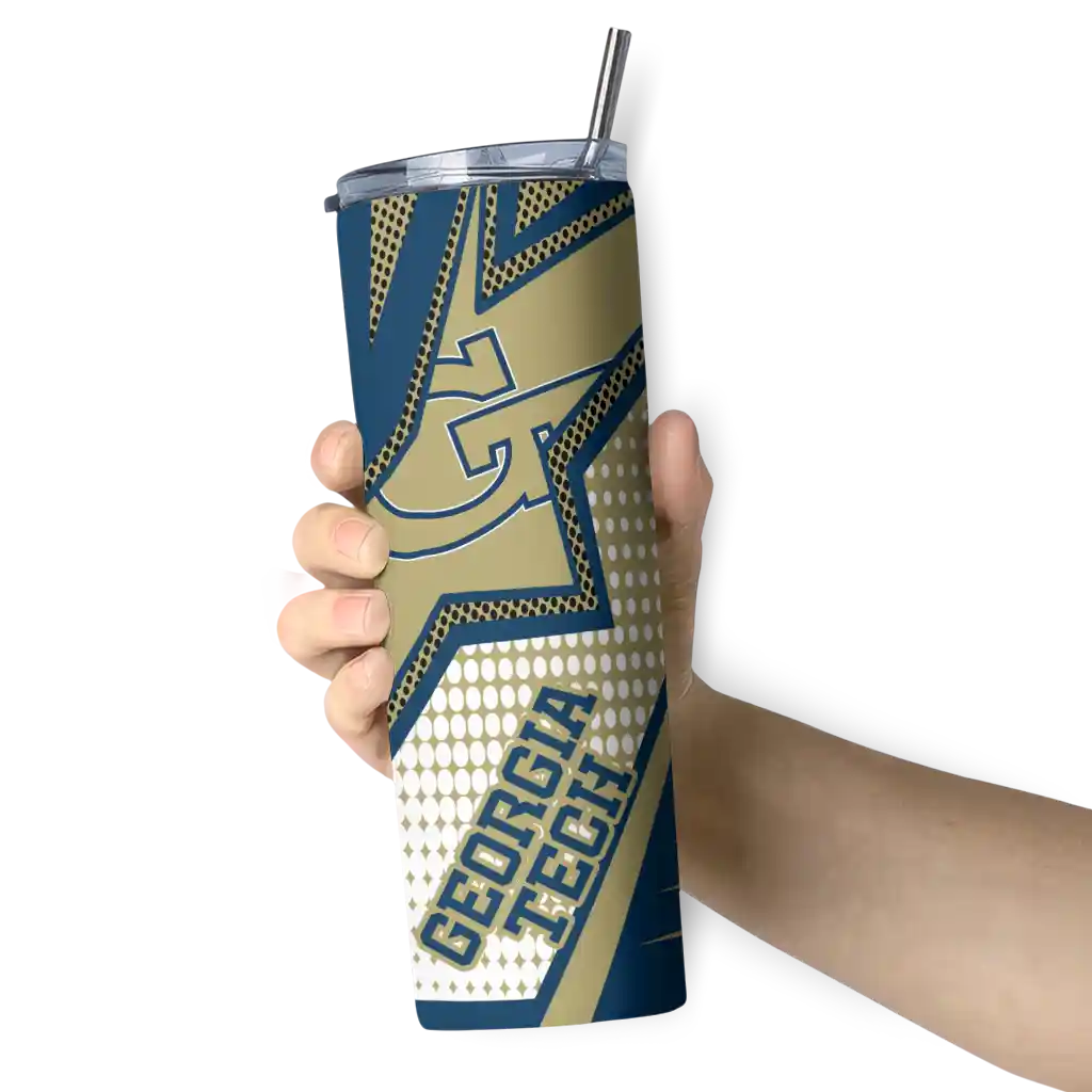 personalized-georgia-tech-yellow-jackets-web-stripes-gold-white-skinny-tumbler-premium-grade.webp