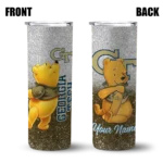 personalized georgia tech yellow jackets winnie the pooh gold gray skinny tumbler best selling 1 1.webp