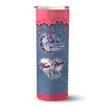 Personalized Gonzaga Bulldogs Pixel Fade Blue Skinny Tumbler