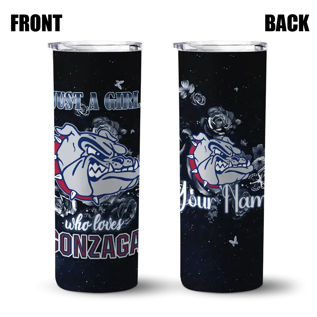 personalized-gonzaga-bulldogs-rose-romance-blue-black-skinny-tumbler-fashion-forward.webp