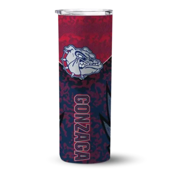 Personalized Gonzaga Bulldogs Spiral Burst Print Blue Skinny Tumbler