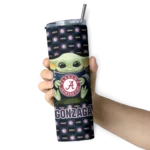 personalized gonzaga bulldogs yoda cozy blue black skinny tumbler best selling 1.webp