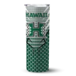 personalized-hawaii-rainbow-warriors-chevron-stripes-green-skinny-tumbler-best-selling.webp