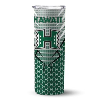 Personalized Hawaii Rainbow Warriors Chevron Stripes Green Skinny Tumbler