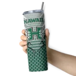 personalized-hawaii-rainbow-warriors-chevron-stripes-green-skinny-tumbler-best-selling.webp